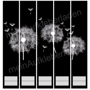 Ordnerrücken Aufkleber Pusteblume schwarz 5er Set Aufkleber für schmale Ordner Bild 3