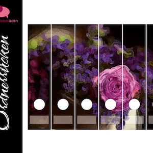 Ordnerrücken Aufkleber Romantik Blumen 6er Set Aufkleber für breite Ordner Bild 1