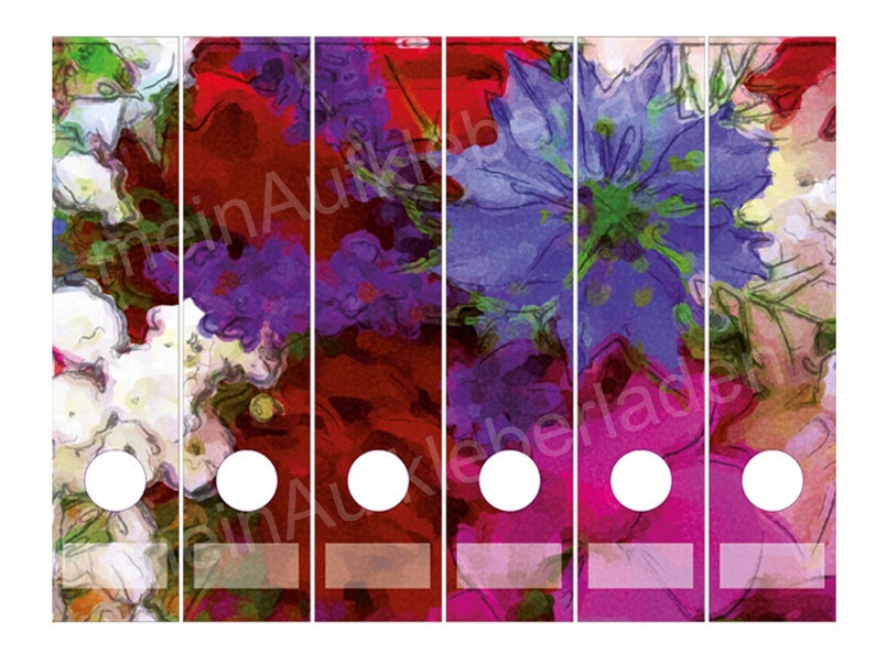 Ordnerrücken Aufkleber Wiesenblumen 6er Set Aufkleber für breite Ordner Bild 3