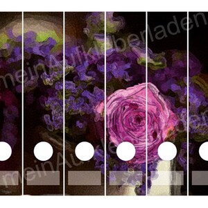 Ordnerrücken Aufkleber Romantik Blumen 6er Set Aufkleber für breite Ordner Bild 3