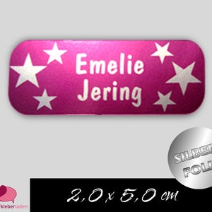 52 Metallicfolie Namensaufkleber Sterne pink Bild 1