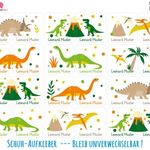 24 Schuhaufkleber Dinos Schutzfolie T-Rex, Langhals, Stegosaurus image 2