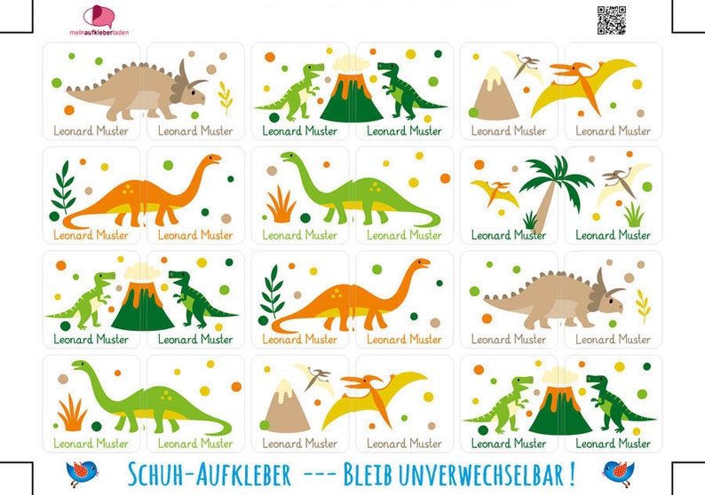 24 Schuhaufkleber Dinos Schutzfolie T-Rex, Langhals, Stegosaurus image 2