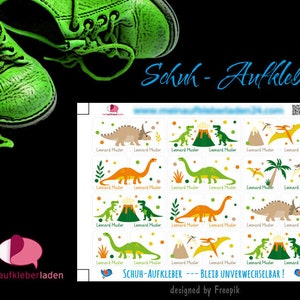 24 Schuhaufkleber Dinos Schutzfolie T-Rex, Langhals, Stegosaurus image 1