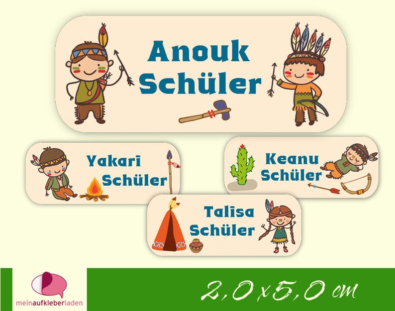 52 Namensaufkleber Indianer image 1