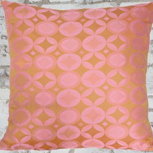 Cuscino Jacquard anni '50 e '60 40 x 40 cm PEACHES #2, Rosa cipria albicocca, Fodera per cuscino retrò, Federa, Arazzo, Elegante fodera in tessuto vintage