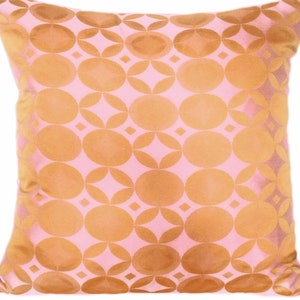 Cuscino Jacquard anni '50 e '60 40 x 40 cm PEACHES #1, Rosa cipria albicocca, Fodera per cuscino retrò, Federa, Arazzo, Elegante fodera in tessuto vintage