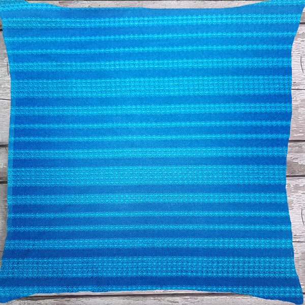 Mid-Century Throw Pillow Case JACQUARD STRIPES HONEYCOMB Blue Teal Turquoise, 50s 60s Vintage Cushion Cover, Retro Modern, Mod Mad Men Style