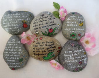 Lucky stone 8-10 cm with custom text and painting, wishing stone, quotes, aphorisms, sayings serious and funny, clever and cheeky according to buyer's wishes.