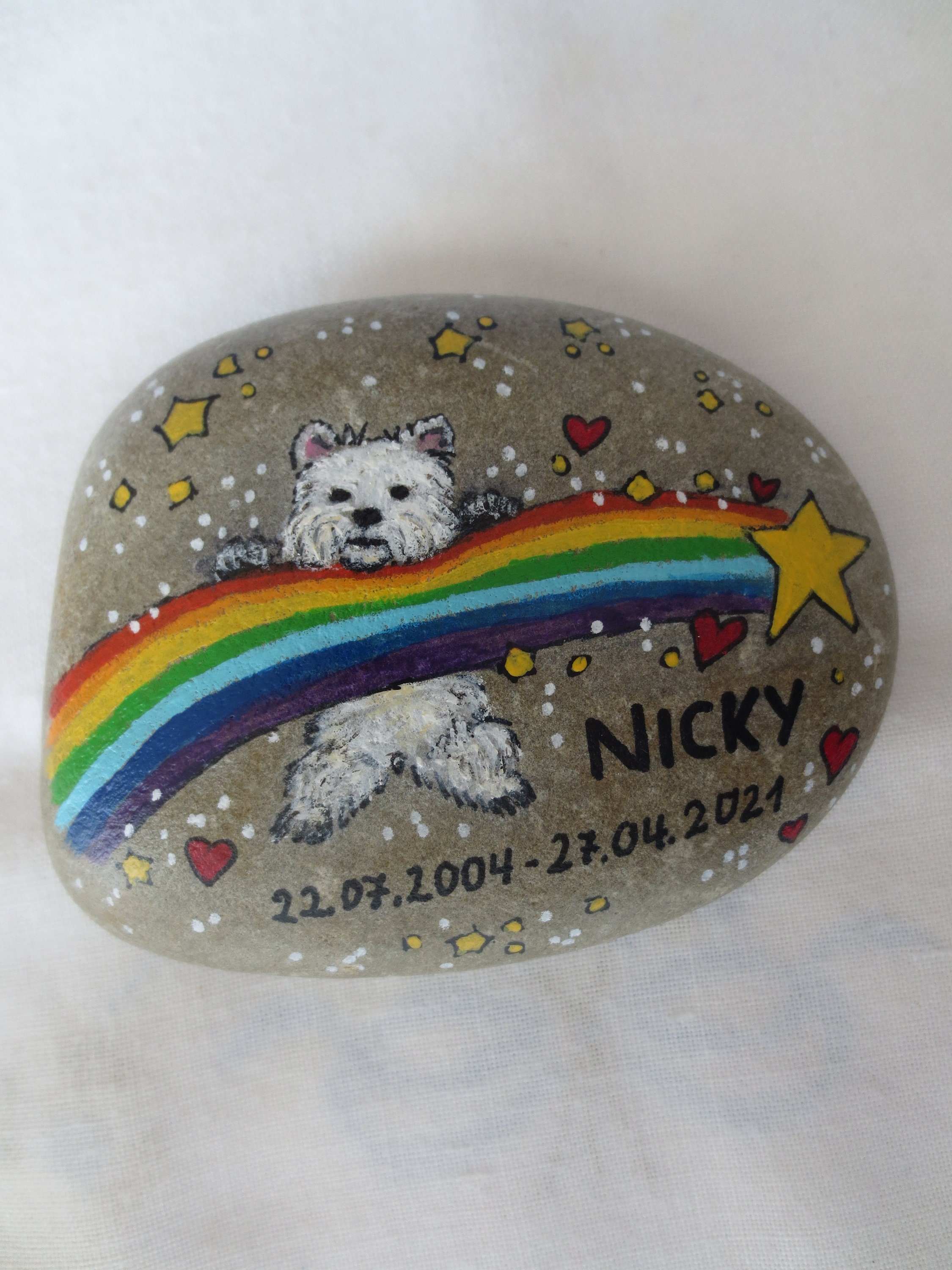Trauerstein für Hund auf Regenbogen Sternschnuppe ca. 10x8x2 Etsy