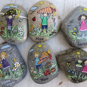 Lucky stone for school enrollment approx. 7-8 cm, 1st day of school, 1st day of kindergarten, stone with school child, first grader, start of school, desk decoration child image 7