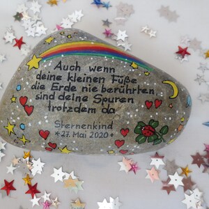 Mourning stone star child hand-painted 10x8, memorial stone rainbow shooting star, grave decoration child, stone for child's grave personalized image 8