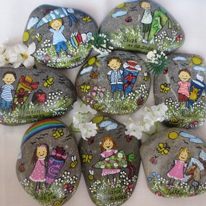 Lucky stone for school enrollment approx. 7-8 cm, 1st day of school, 1st day of kindergarten, stone with school child, first grader, start of school, desk decoration child