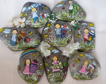 Lucky stone for school enrollment approx. 8 cm, 1st day of kindergarten, painted stones with school child, first grader, start of school, gift for the 1st day of school