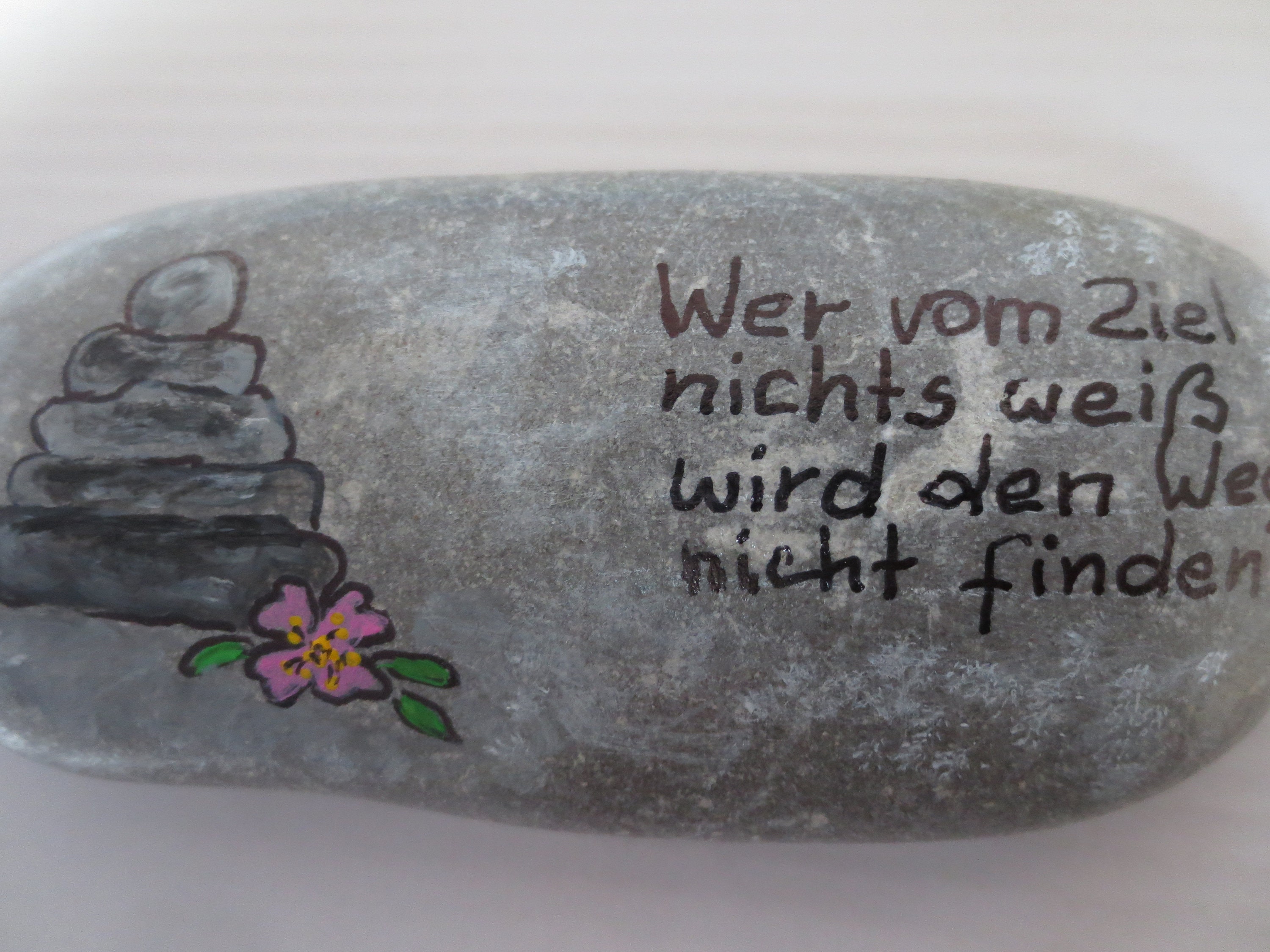 ZenStein handbemalt 12x5 mit Spruch Wer vom Ziel nichts Etsy