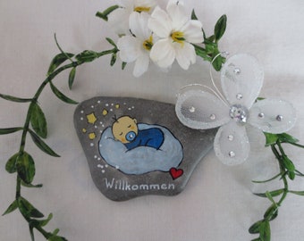 Stone Welcome Baby 7 cm, stone for birth - baptism, gift baby, lucky stone child, souvenir for parents, birthstone, welcome stone