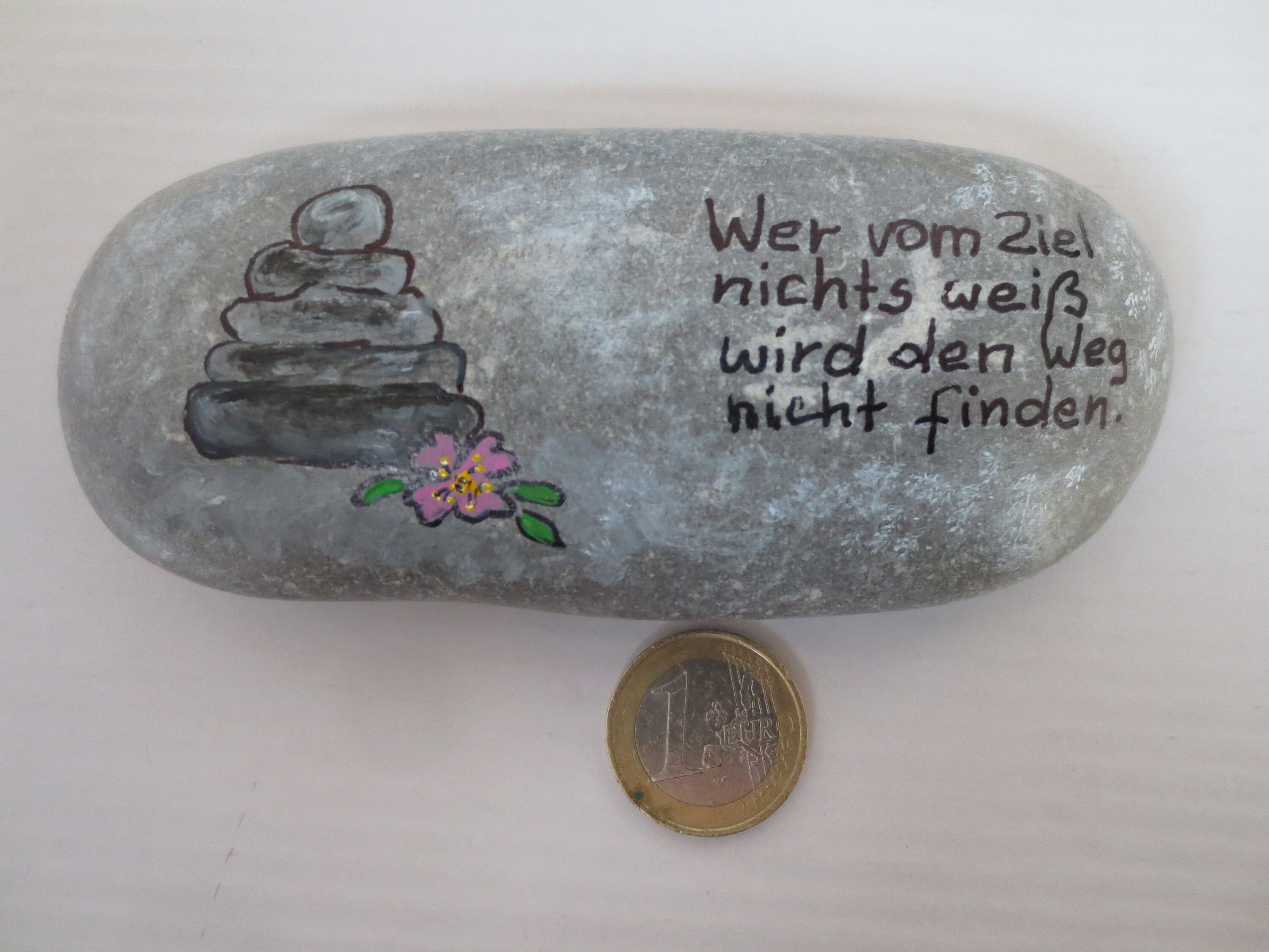 ZenStein handbemalt 12x5 mit Spruch Wer vom Ziel nichts Etsy