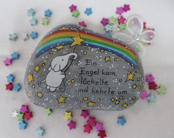 Mourning stone star child approx. 8-10 x 8 cm, memorial stone baby, grave decoration child hand-painted stone with rainbow, rainbow stone colorful grave decoration