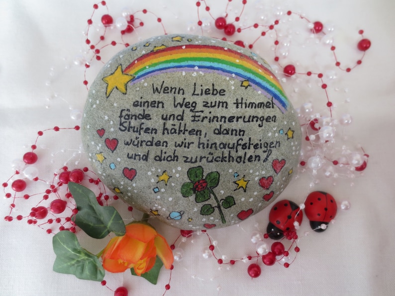 Mourning stone star child hand-painted 10x8, memorial stone rainbow shooting star, grave decoration child, stone for child's grave personalized image 6