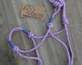 Licol en corde de 8 mm, coloris au choix, convenant aux poneys Shetland, poneys, Arabes, Cobs, chevaux de sang chaud, chevaux de trait et tailles sur mesure sur demande, pour le travail à pied et l'équitation western.