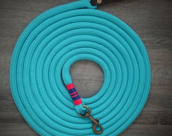 Corde de travail au sol de la couleur souhaitée avec claquette en cuir Corde de 5 m Corde western Corde de travail au sol