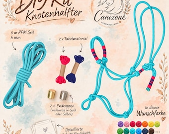 Kit de licol en corde à faire soi-même – Fabriquez votre propre licol en corde pour votre cheval | Choix de couleurs et instructions étape par étape