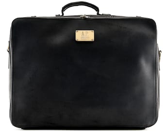 A.P. Donovan - Briefcase | laptop bag | messenger bag | soft leather shoulder bag | suitable for MacBook | black