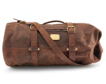 A.P. Donovan - Sac de voyage pour Hommes Week-endde en cuir de bison en brun Sac de mer Week-enden cuir