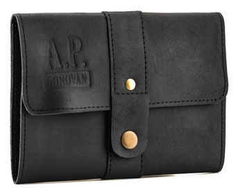 A.P. Donovan - Leather Shaving Bag | Leather protective bag | Shaving equipment | Shaving razor, shaving brush and razor case | black