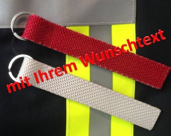Schlüsselanhänger Feuerwehrschlauch mit WUNSCHTEXT