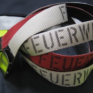Gürtel aus Feuerwehrschlauch m. Aufdruck FEUERWEHR