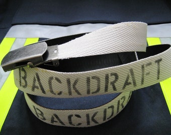 Belt made of fire hose imprint BACKDRAFT