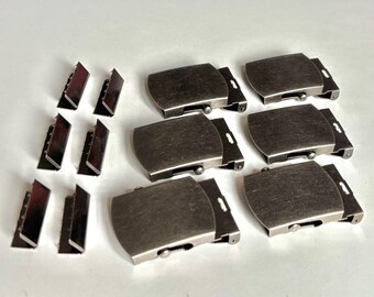 Belt buckle, 6 or 12 pieces per set, sliding buckle 40 mm, antique silver/shabby chic.