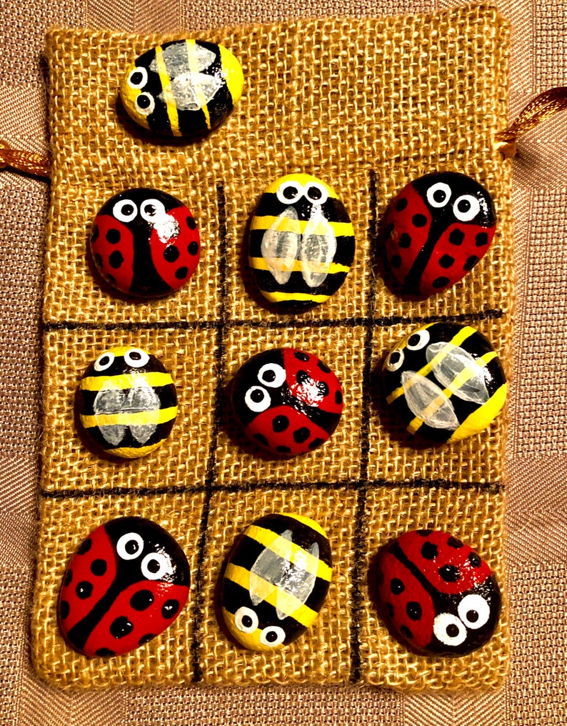Large Ladybug/Bumblebee portable Tic-Tac-Toe game. | Etsy