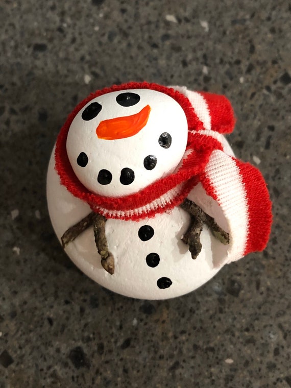 Melting Snowman Rock Art Etsy Melting Snowman Rock Art Etsy