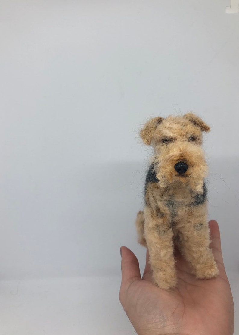 Welsh terrier miniature pet dog felted portrait