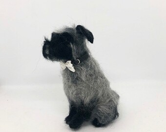 Scottie Dog Miniature felt pet dog portrait sculpture - Bespoke