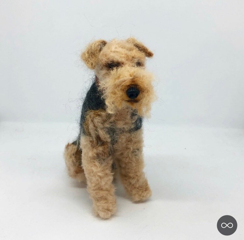 Welsh terrier miniature pet dog felted portrait