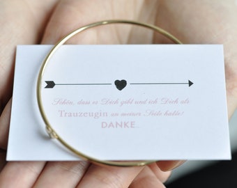 Maid of Honor Say Thank You plus 2x Cards and 2x Heart Bracelets in Gold plus Gift Box with Thank You Sticker