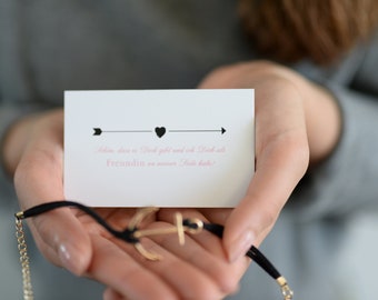 Girlfriend gift - card plus leather bracelet in (5 colors) with anchor in gold plus gift packaging with Thank You sticker.