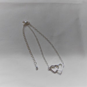 Valentinstag Geschenk Armband Armkettchen mit 2 verschlungenen Herzen in Gold oder Silber 画像 7