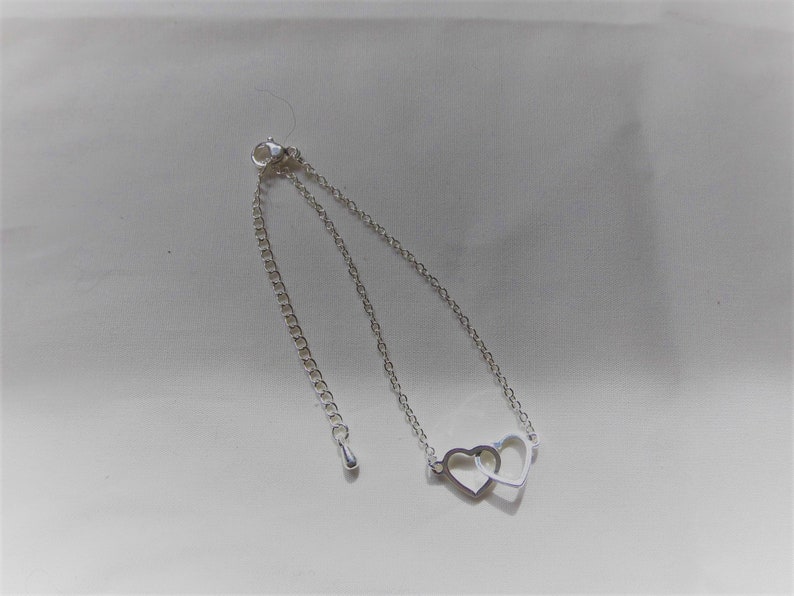 Valentine's Day gift bracelet bracelet with 2 intertwined hearts in gold or silver image 7