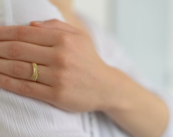 Ring Feder Ring - Goldener Ring mit Feder Verzierung