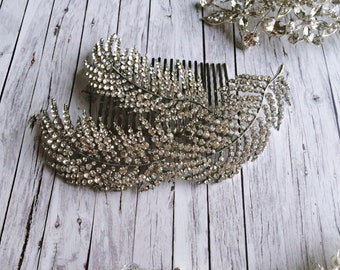 Hair accessory feather - sparkling hair comb in vintage style 20s headdress