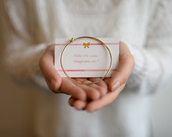 Taufpatin Geschenk - Karte und Herz Armreif in Gold plus Geschenkverpackung mit Thank You - Sticker