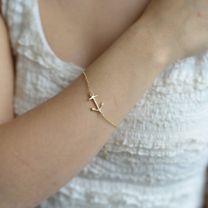 Trauzeugin Danke sagen Karte mit Anker Armband in Gold oder Silber plus Geschenkverpackung mit Thank You Sticker Gold