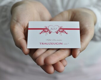 2 x Trauzeugin Geschenk Karte