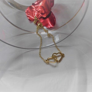 Valentine's Day gift bracelet bracelet with 2 intertwined hearts in gold or silver Gold