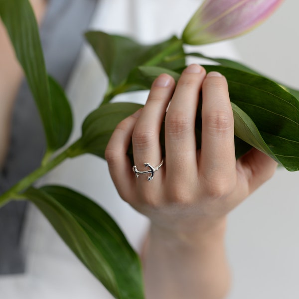 Anker Ring - Silberner  Goldener Roségoldener Ring im maritimen Stil