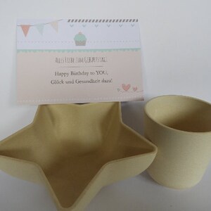 Bamboo Ecological Feeding Bowl and Cup with Personalized Birthday Card